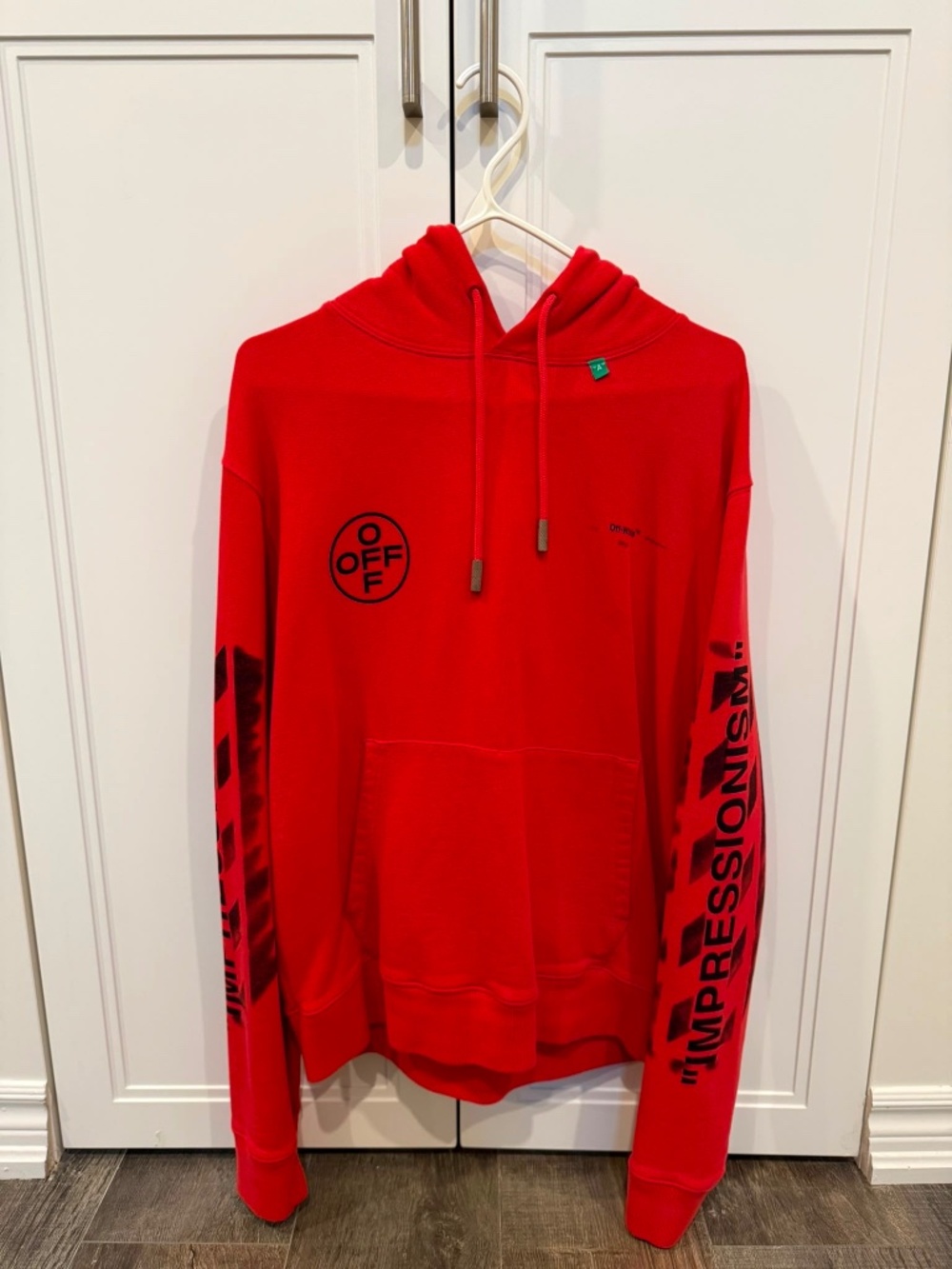 OFF-WHITE Diag Stencil Hoodie Red/Black - Picture 3 of 3